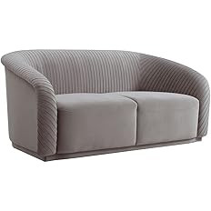 TOV Furniture Yara 31.3" H Velvet & Pine Wood Loveseat in Pleated Gray | Amazon (US)