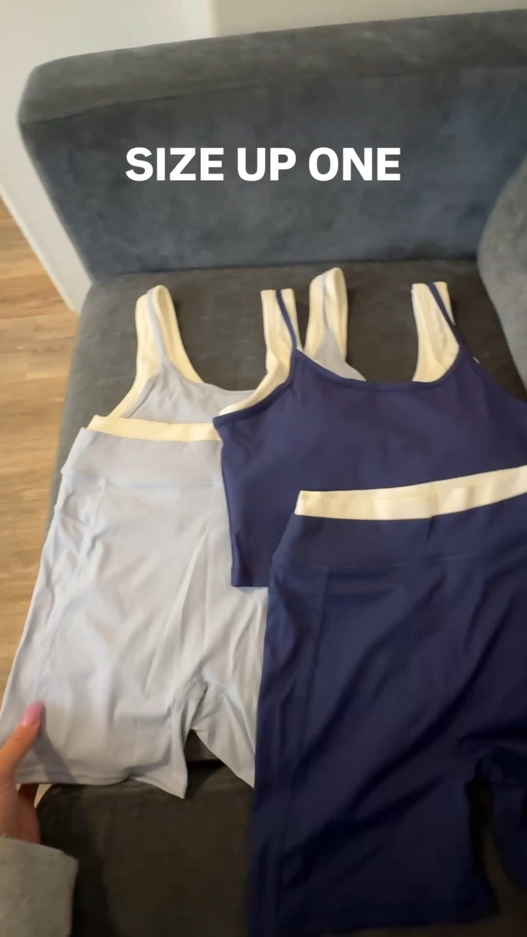 These workout sets are SO good 👏💙
Wearing the navy + light blue colorways and I’m officially obsessed.

✨ Comes with biker shorts + a layered top that gives the cutest look without showing midriff (major win if you want coverage but still want the flattering fitted vibe)

✨ Technically a 3-piece set because the spaghetti strap layer and tank are separate pieces 👀 so you can wear them together or style them separately

✨ They come in multiple color combos!

⚠️ Sizing note: They run small — size up one from your true size for the best fit.

Such a cute elevated activewear set for workouts, walks, errands, or just pretending you worked out 🤍