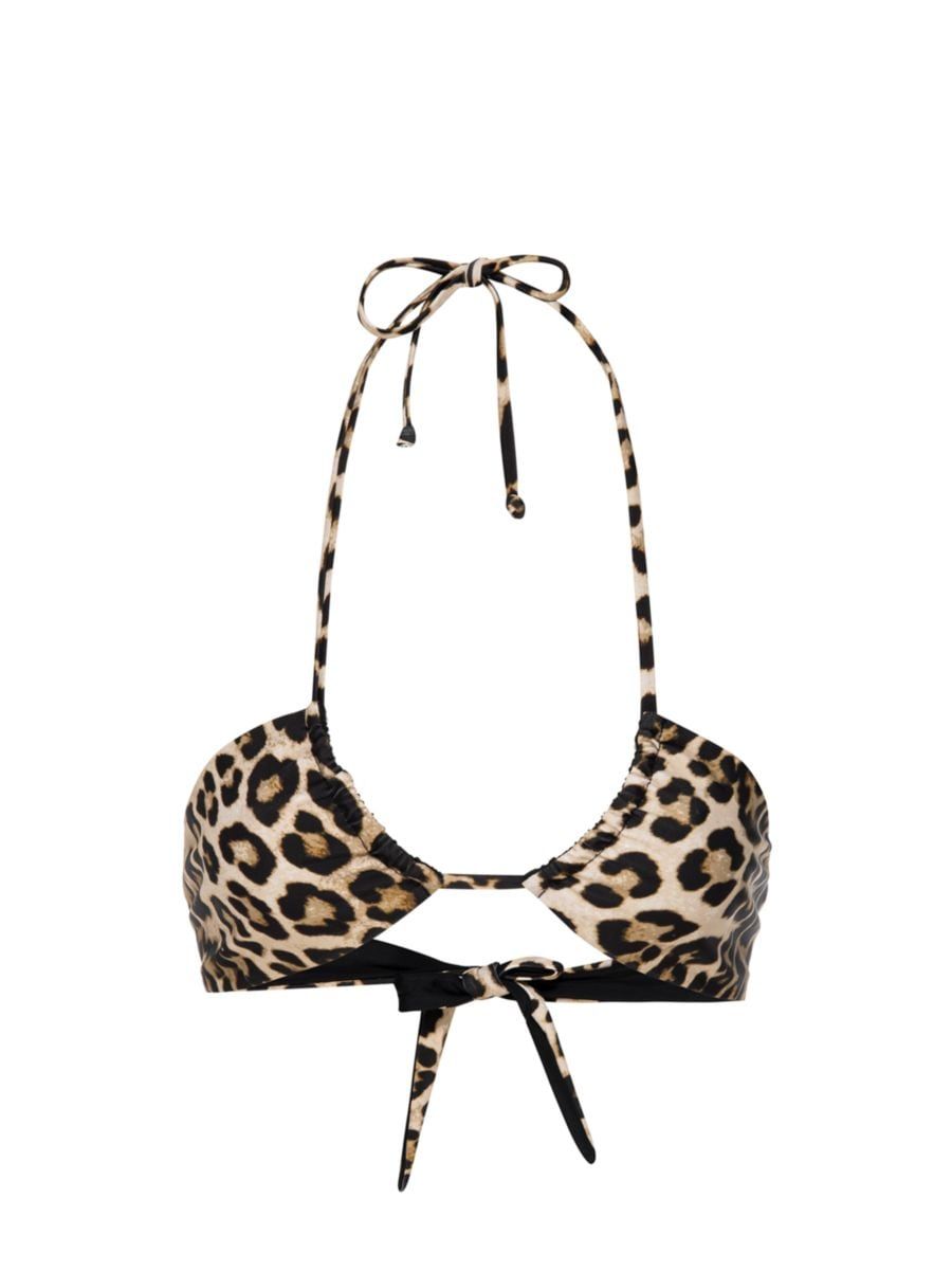 Reversible Leopard Halter Bikini Top | Saks Fifth Avenue