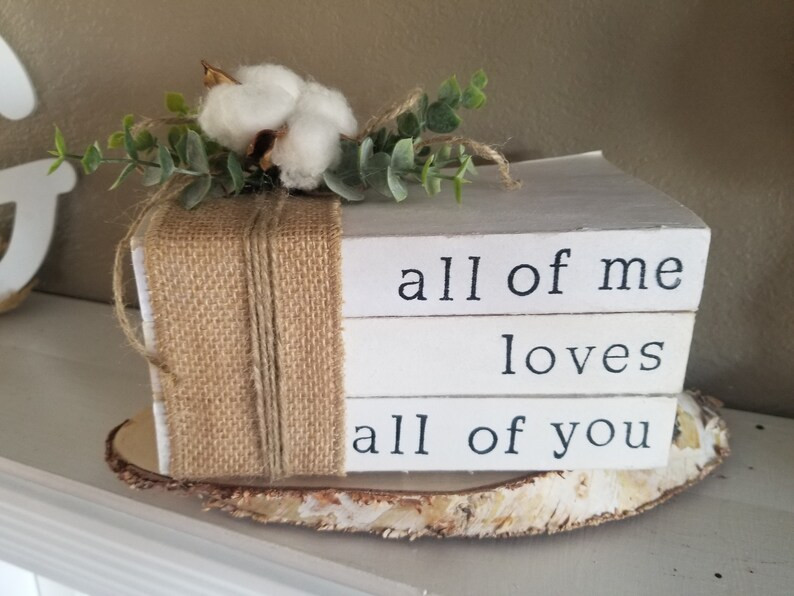 stamped books / personalized books / stacked books / shabby chic / farmhouse / custom name books ... | Etsy (US)