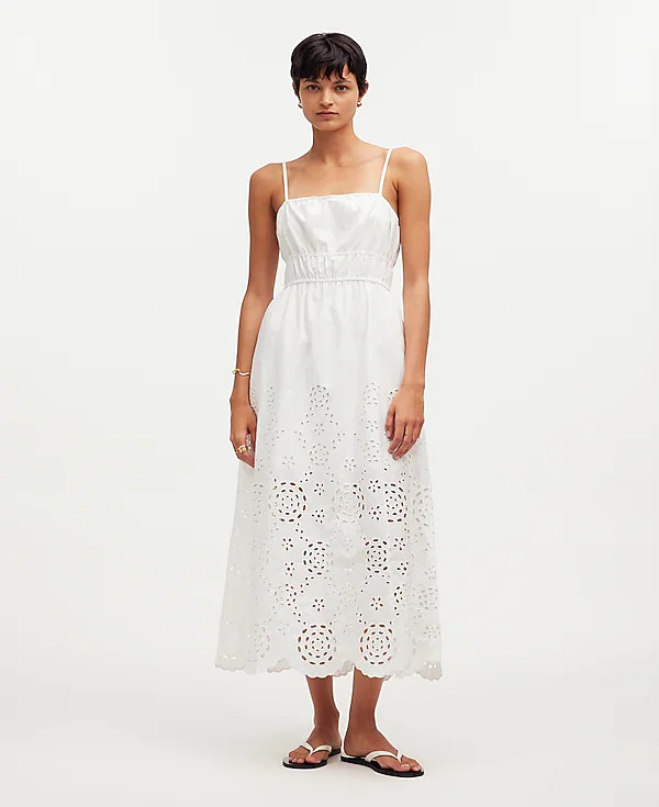 Embroidered Tank Midi Dress in Poplin | Madewell | Madewell