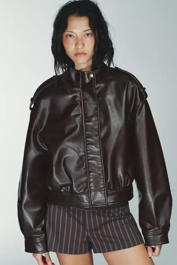 FAUX LEATHER JACKET WITH STRAPS | Zara Canada