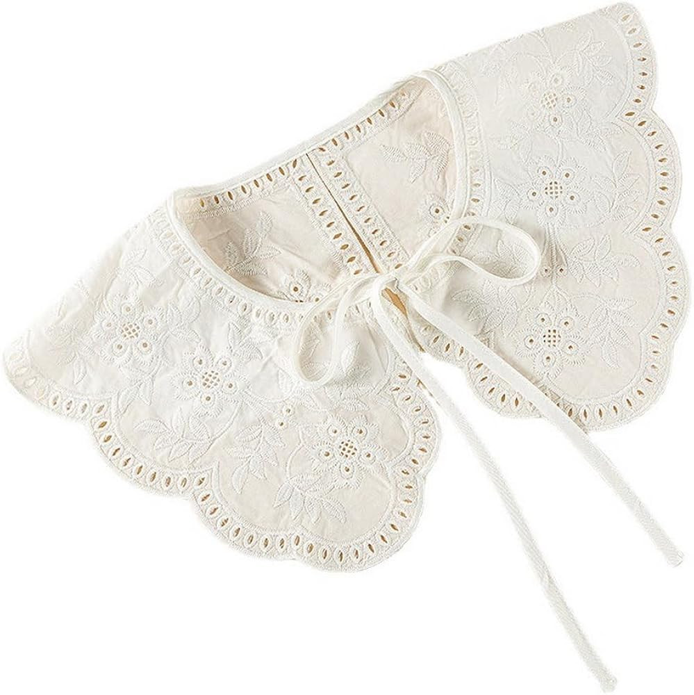 Detachable Fake Collar for Women Embroidery Mini Cape Collar Dickey Neck Ruff False Collar | Amazon (US)