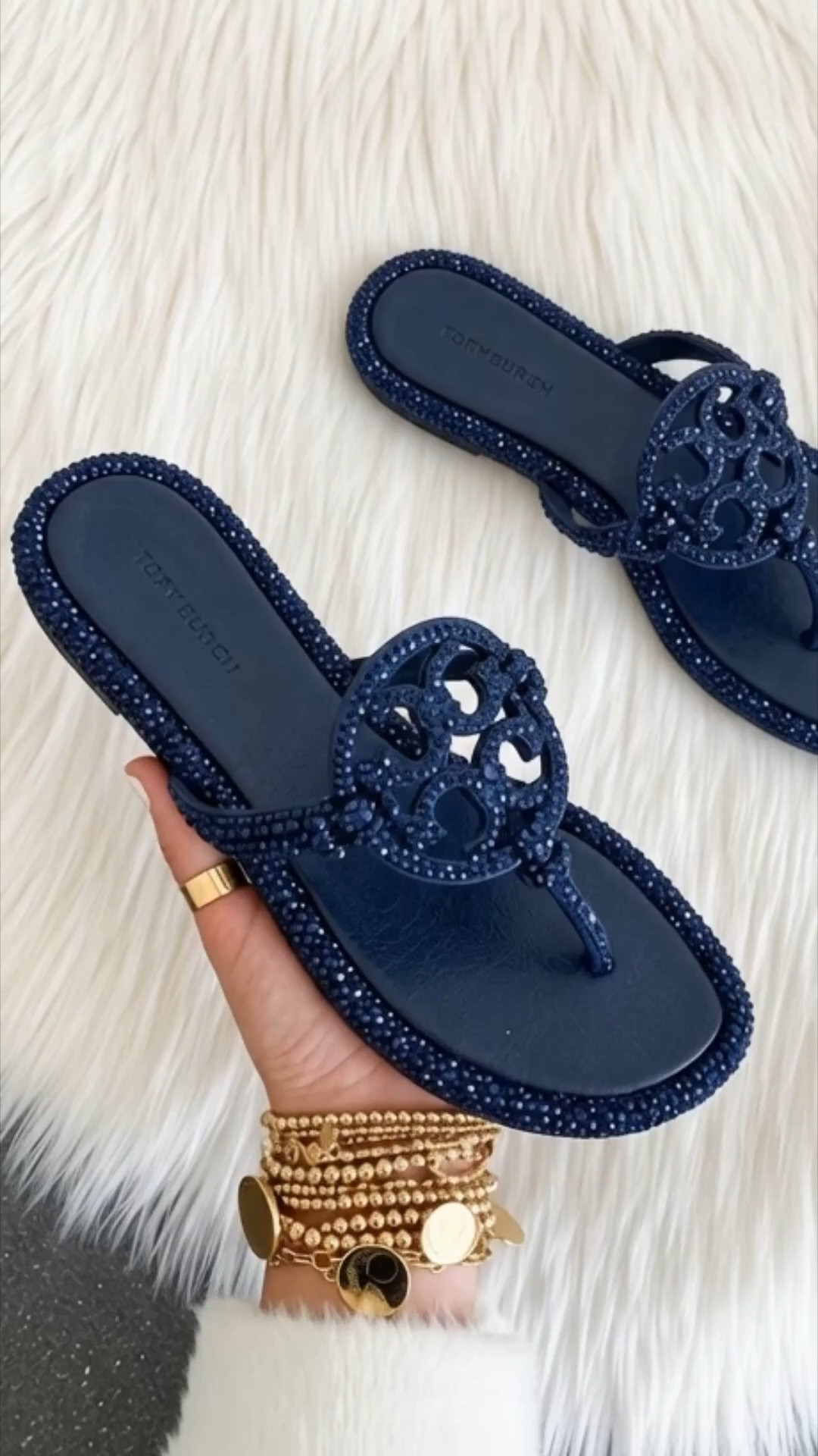 Tory Burch miller pave knotted sandals come in over ten colors. I go up a 1/2 size