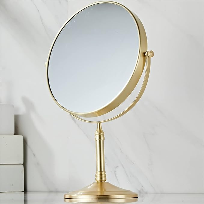 Gecious Gold Vanity Mirror Free Standing for Bathroom 8 Inches 360 Swivel Dual-Sided 1X/10X Magni... | Amazon (US)