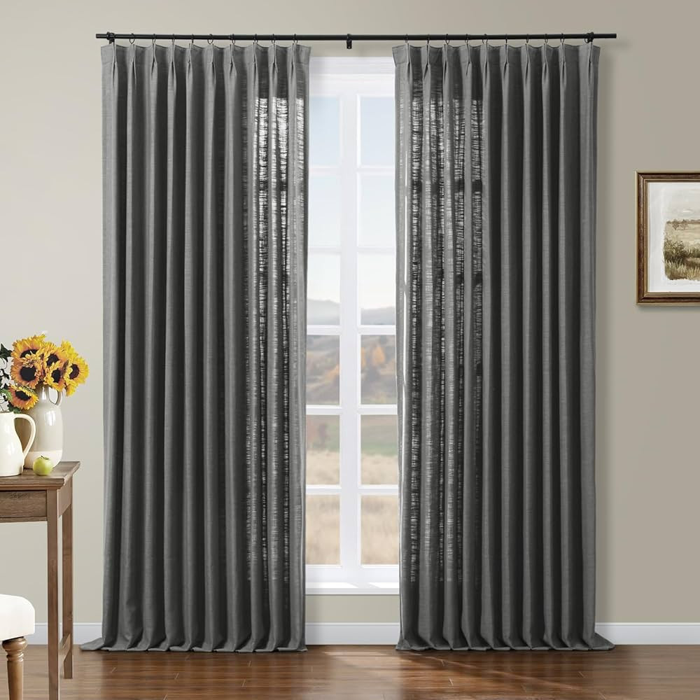 TWOPAGES 72 W x 84 L inch Pinch Pleat Unlined Darkening Drape Faux Linen Curtain Drapery Panel fo... | Amazon (US)