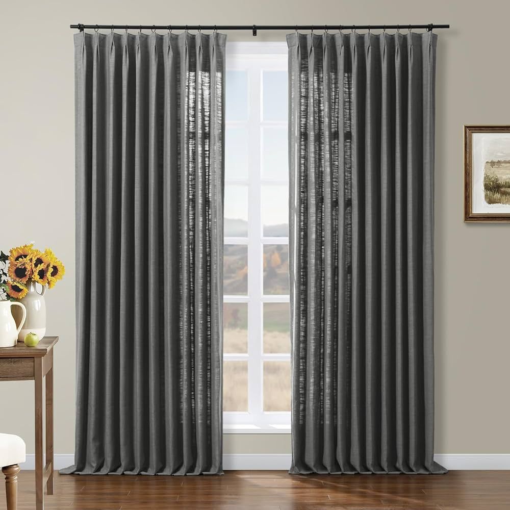 TWOPAGES 72 W x 84 L inch Pinch Pleat Unlined Darkening Drape Faux Linen Curtain Drapery Panel fo... | Amazon (US)