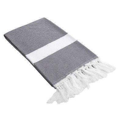 Diamond Weave Pestemal Turkish Cotton Beach Towel Gray | Target