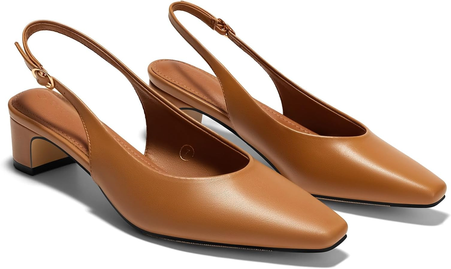 Coutgo Womens Chunky Low Heels Slingback Pumps Closed Square-Pointed Toe Work Office Dress Shoes | Amazon (US)