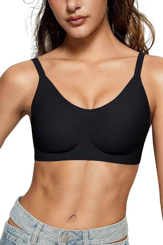Vertvie Women's Seamless Wireless Bras No Underwire Smooth U Push Up Bra Full Coverage Support Br... | Amazon (US)