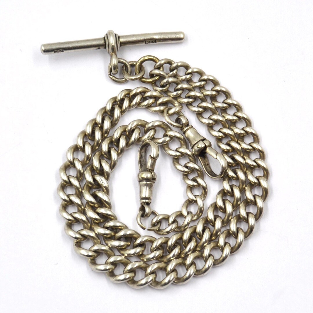 Antique Sterling Silver Double Albert Pocket Watch Chain or Necklace, 37.8 Grams - Etsy | Etsy (US)