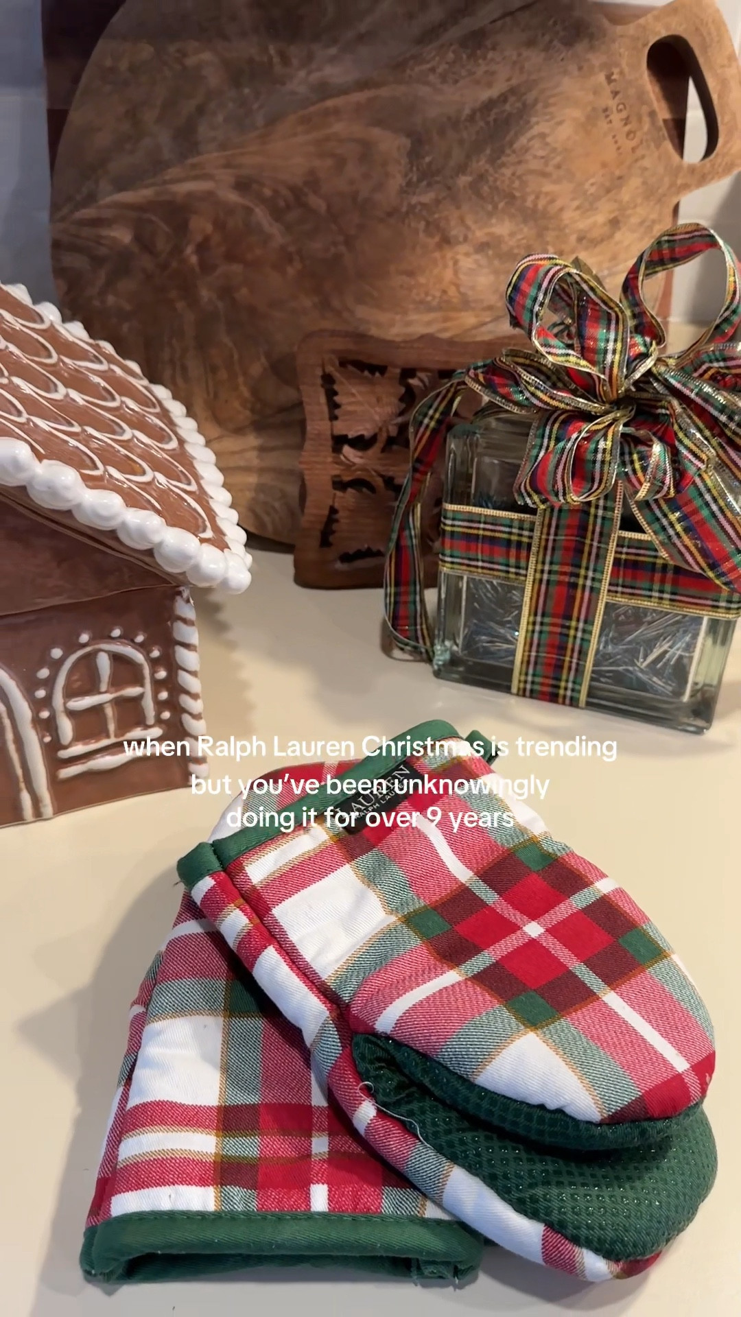 Ralph Lauren Christmas inspo. These oven mitts are a decade old but love them for Christmas. The gingerbread house cookie jar is also a must have for the Christmas season!!

#LTKHoliday #LTKHome
