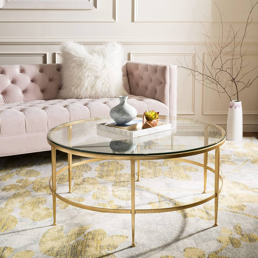 Safavieh American Homes Collection Edmund Antique Gold Glass Couture Cocktail Table | Amazon (US)