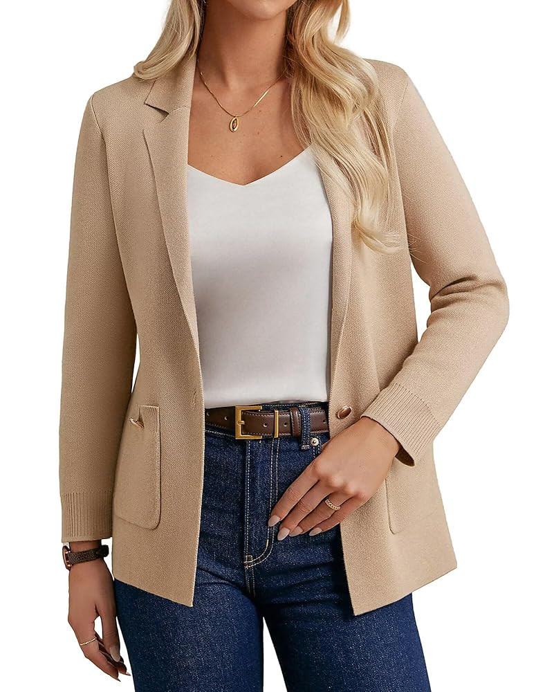 GRACE KARIN Sweater Blazers for Women Business Casual Long Sleeve Open Front Lapel Suit Jackets W... | Amazon (US)