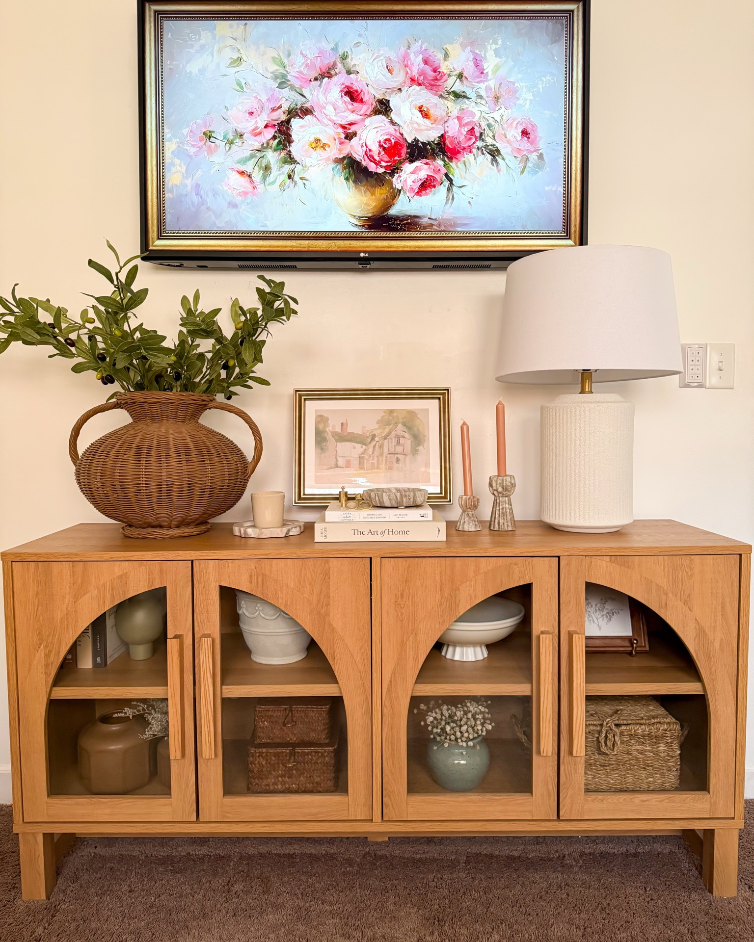 Console table styling idea ✨ arch cabinet, Antonia vase, olive tree stems, landscape art, juliet cabinet, tv stand, McGee & Co

#LTKSaleAlert #LTKSeasonal #LTKHome