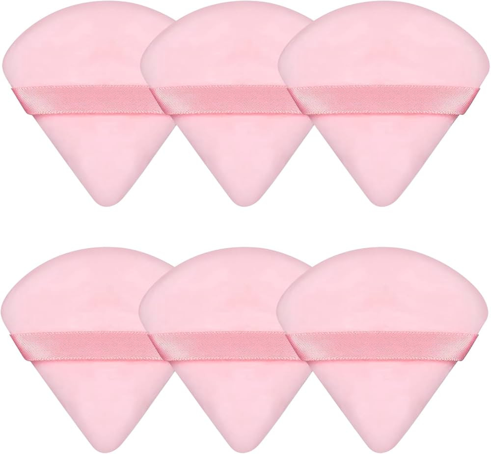 6 Pieces Pink Powder Puff Face Soft Triangle for Loose and Body Powder, Velour Makeup Sponge Set Setting Powder Puff Makeup Tools | Amazon (US)