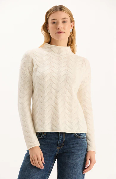 Gracie Cashmere Basketweave Sweater - Ivory | tyler boe