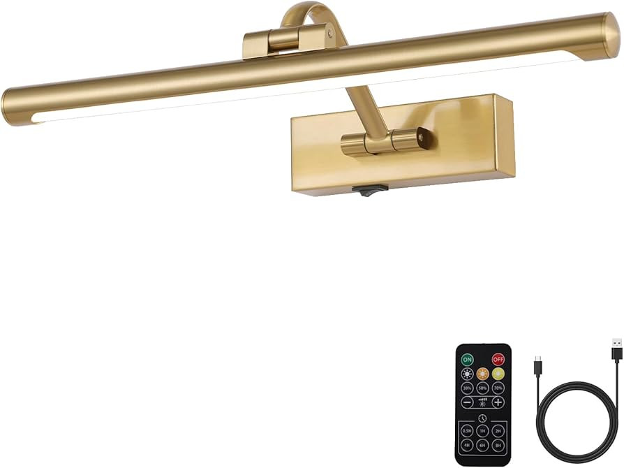 Wireless Picture Lights for Wall Battery Operated Brass Art Light for Paintings with Remote 3CCT ... | Amazon (US)