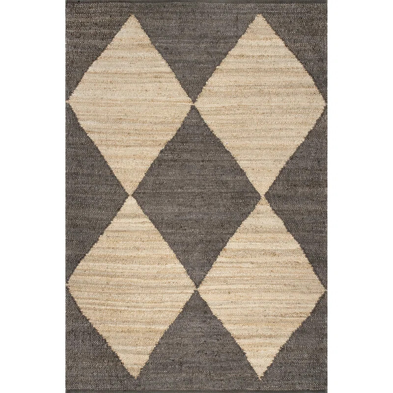 Lowman Geometric Hand Hooked Jute/Cotton Beige/Brown Area Rug | Wayfair North America
