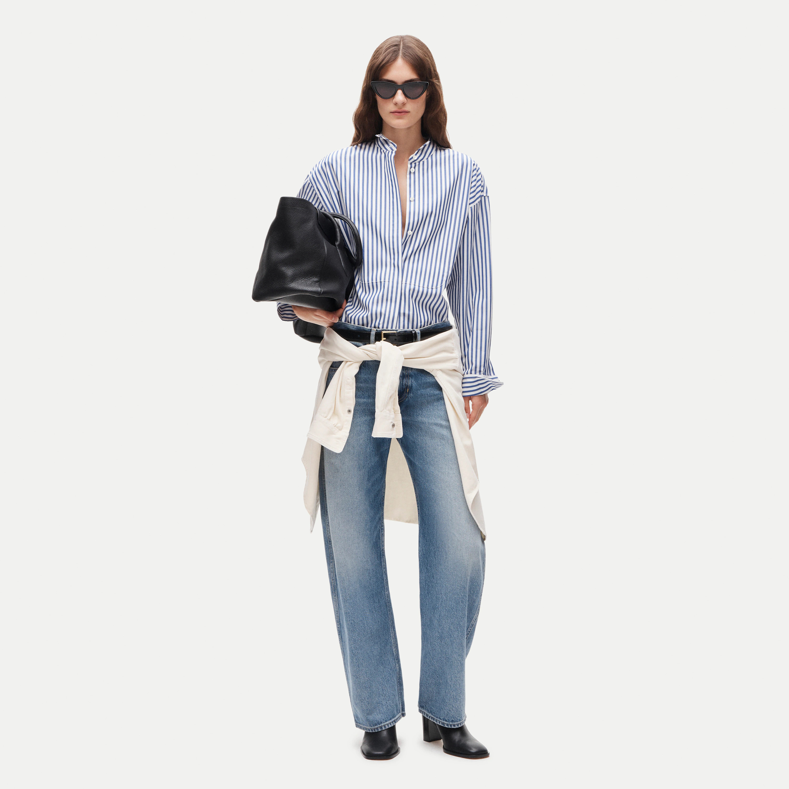 Tuxedo-bib button-up in striped Thomas Mason® cotton poplin | J. Crew US