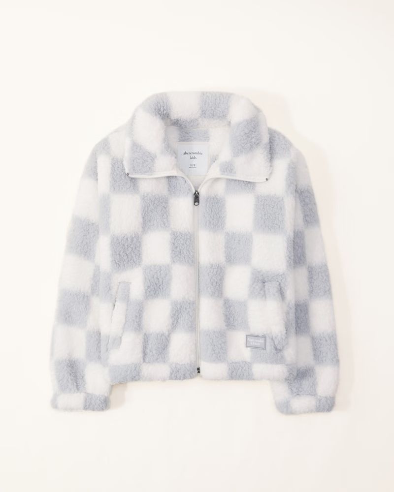 girls pattern sherpa mockneck jacket | girls coats & jackets | Abercrombie.com | Abercrombie & Fitch (US)