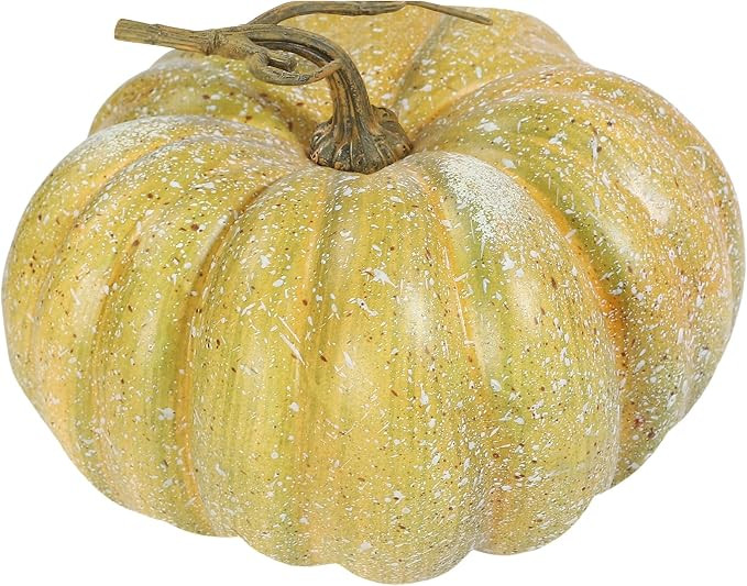 DuHouse Artificial Speckled Yellow Green Pumpkin, 8.6" Large Vintage Style Faux Pumpkin for Fall ... | Amazon (US)
