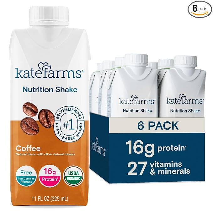KATE FARMS Organic Nutrition Shake, Coffee, 16g Protein, 27 Vitamins and Minerals, Meal Replaceme... | Amazon (US)