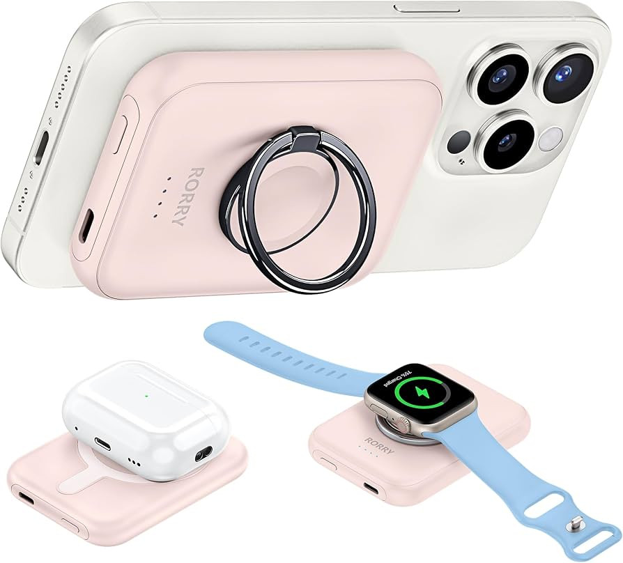 RORRY for Magsafe Battery Pack, [3 in 1] Wireless Portable Charger, 5000mAh Magnetic Power Bank 2... | Amazon (US)