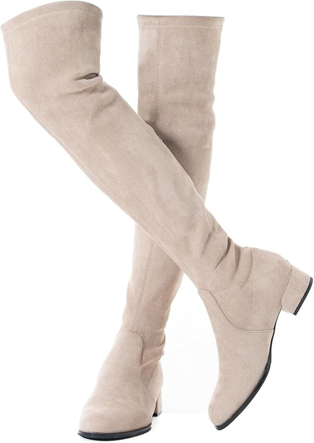 N.N.G Women Over the Knee Boots Thigh High Suede Block Winter Low Above Flat Long OTK Comfort Poi... | Amazon (US)