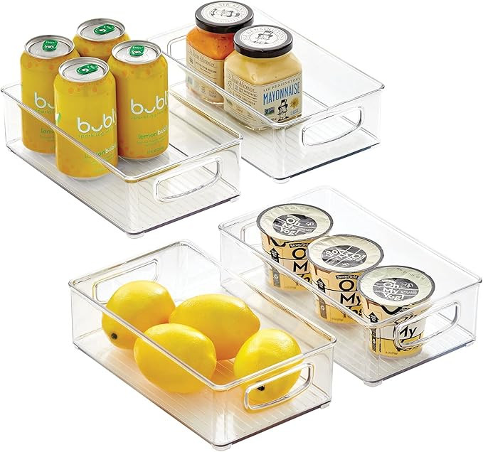 mDesign Plastic Kitchen Pantry Cabinet, Refrigerator or Freezer Food Storage Bins with Handles - ... | Amazon (US)