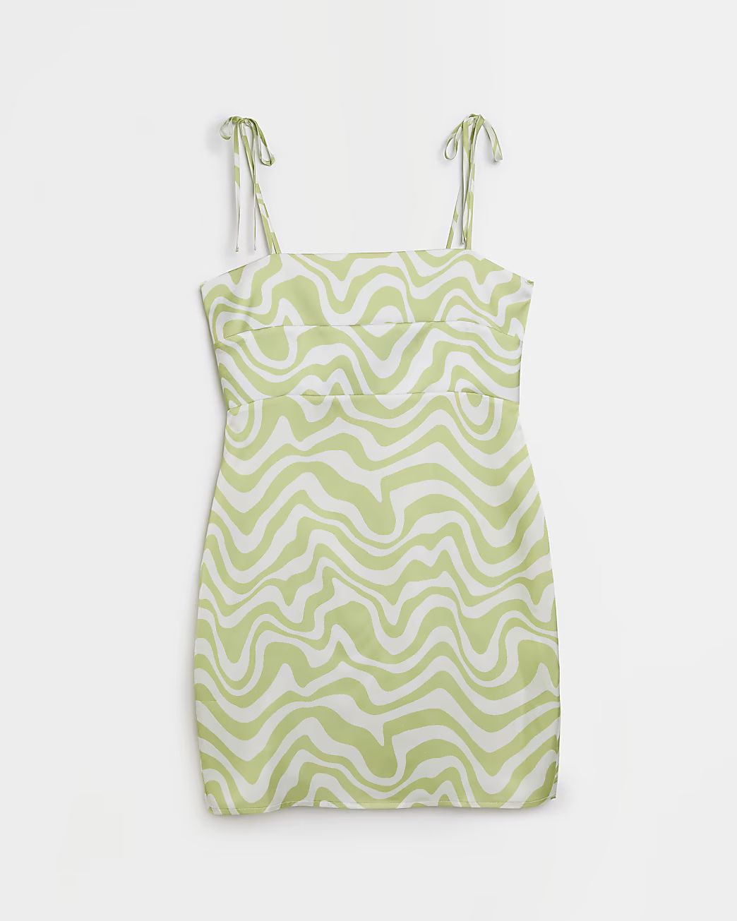 Green swirl square neck mini dress | River Island (UK & IE)