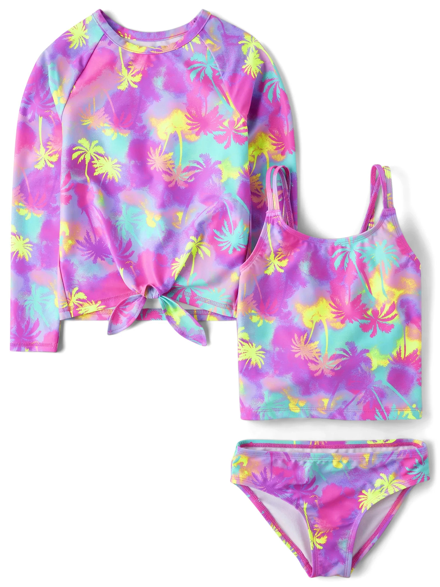 The Children's Place Girls Tie Dye Swimsuit, 3-Piece Set, Sizes XS-XXL | Walmart (US)