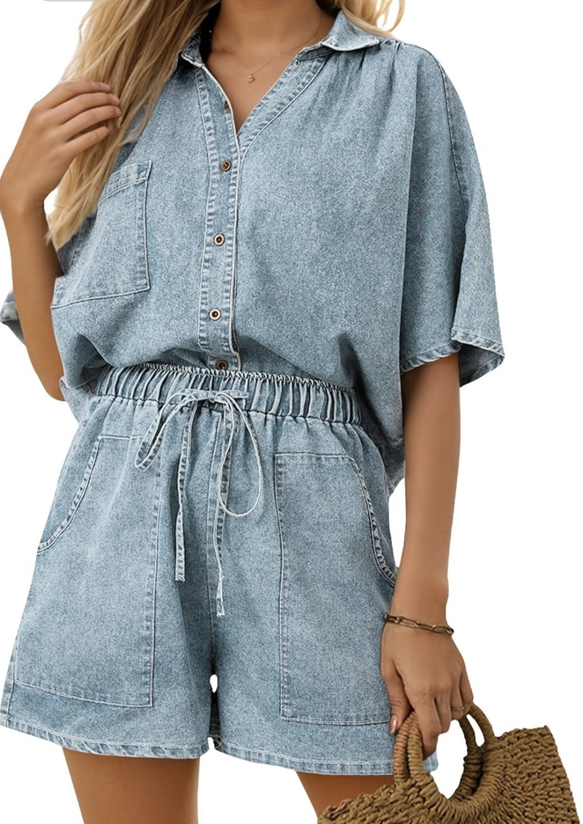 Denim two piece set on Amazon 