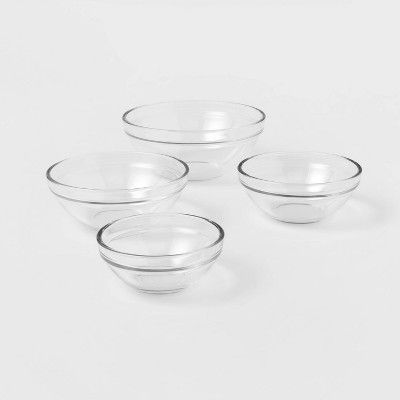 4pc Glass Prep Bowl Set Clear - Made By Design&#8482; | Target