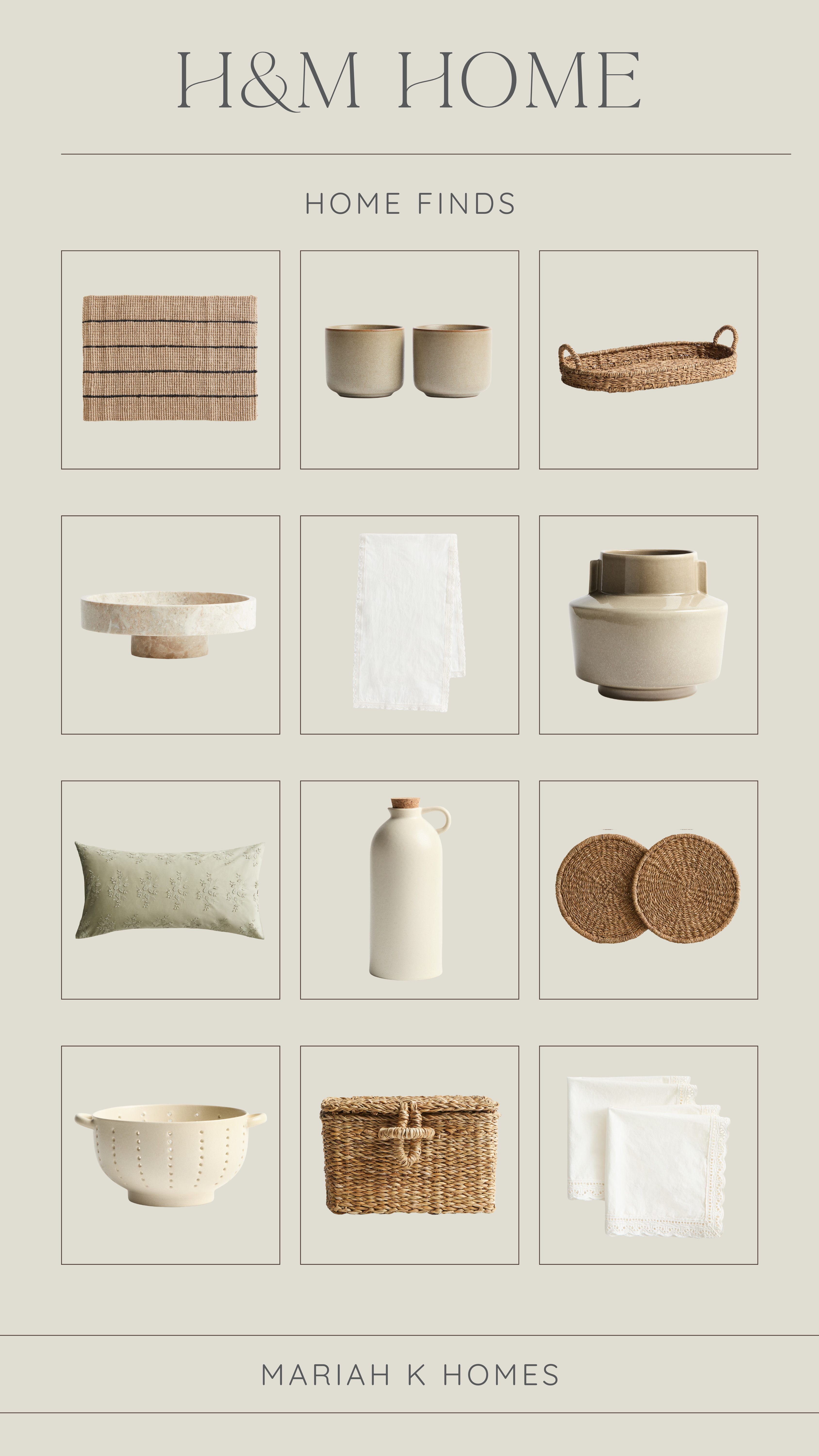 H&M just released their spring 2026 collection for home finds and they’re gorgeous! Beautiful natural and organic textures and tones. Wicker accents, glazed ceramics, and soft ivory linens. 

 #LTKHome #LTKSaleAlert