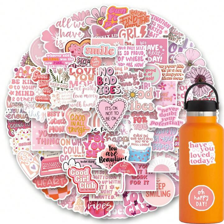 120Pcs Cute Preppy Pink Stickers Pastel Inspirational Motivational Aesthetic Vinyl Stickers Deca... | SHEIN