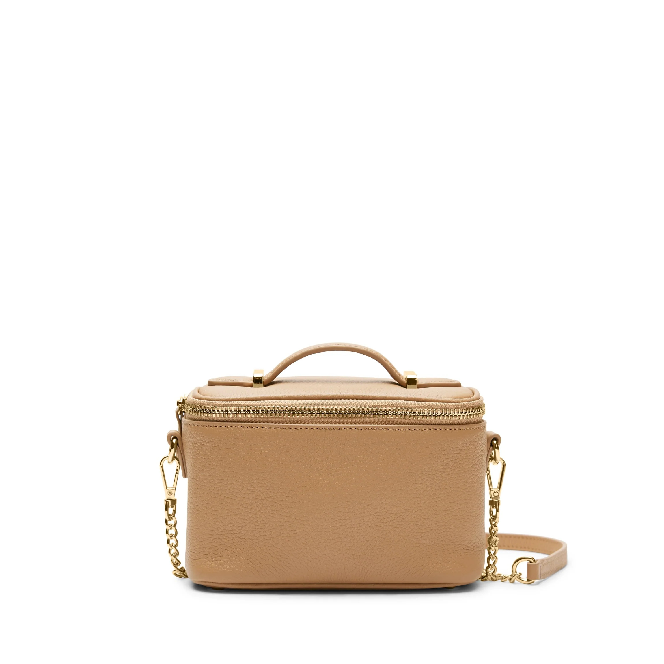 Maddie Micro Train Case Crossbody Camel | Leatherology