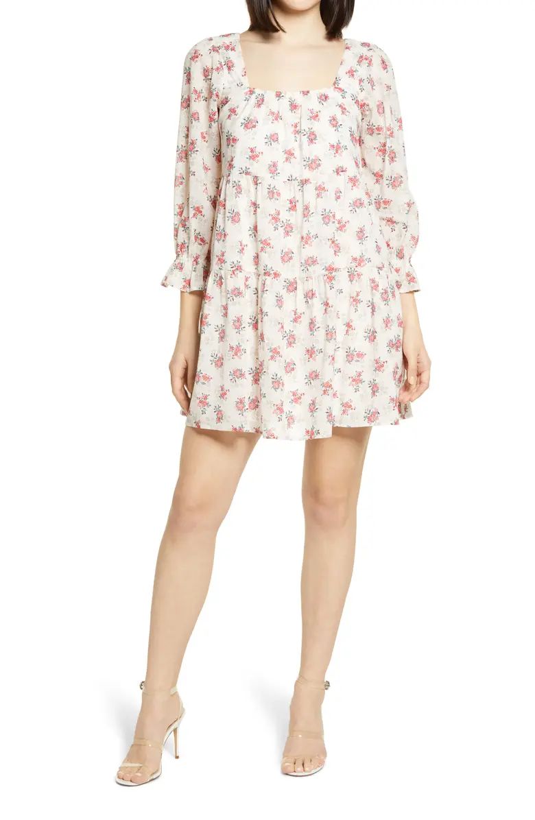 Tiered Long Sleeve Babydoll Dress | Nordstrom