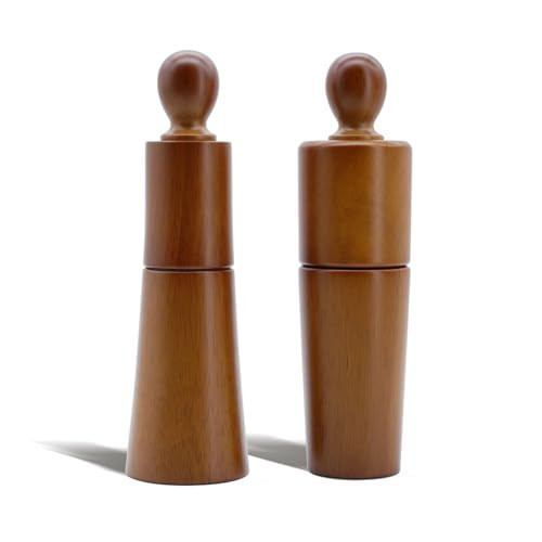 2-Piece Salt and Pepper Grinder Set, 8 Inch Wooden Salt and Pepper Mills with Adjustable Coarseness, Refillable Manual Pepper Mill Grinder for Kitchen, Picnic, Restaurant (Brown) | Amazon (US)