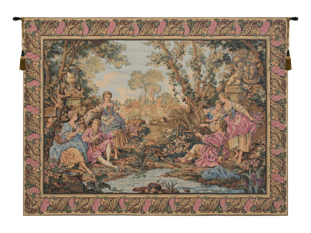 Belgian Jacquard Woven Wall Tapestry: European Gallantries Scene - Etsy | Etsy (US)
