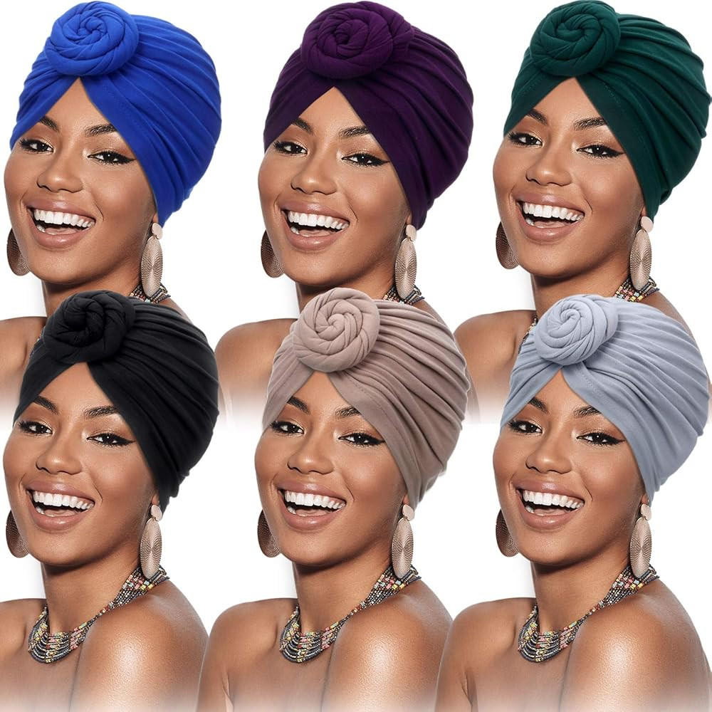 SATINIOR 6 Pcs Turbans Head Wrap for Women Chemo Head Wraps Stretch Soft Pre Tied Knot Fashion Ca... | Amazon (US)
