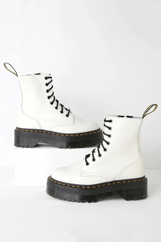 Jadon White Leather 8-Eye Platform Boot | Lulus (US)