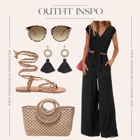 Amazon Basic outfit idea! Some things currently on deal! 
Fashionablylatemom 
PRETTYGARDEN Women's Summer 2 Piece Outfits 2024 Cap Sleeve V Neck Belted Crop Tops Wide Leg Pant Sets Casual Tracksuit
SANDALUP Women Braided Tie up Sandals
Top Handle Beach Bag for Women, Straw Beach Tote Woven Handbag Boho Rattan Purse Vacation Top-handle Bags Vacation
Baoqin Rattan Tassels Earrings For Women – Boho Wicker Woven Handmade Earrings for Women Girls
SOJOS Classic Round Sunglasses for Women Men Retro UV400 Teenager Sunnies SJ2314

#LTKstyletip #LTKsalealert #LTKshoecrush