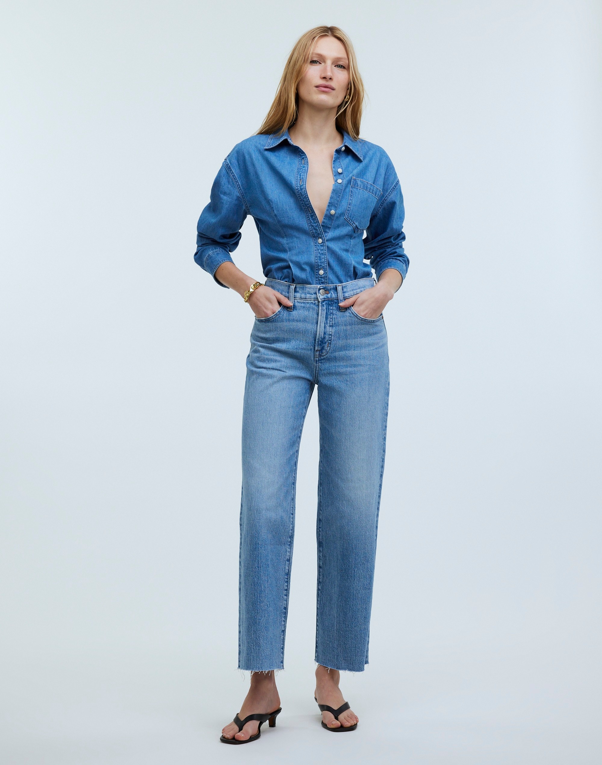The Petite Perfect Vintage Wide-Leg Crop Jean in Altoona Wash: Raw-Hem Edition | Madewell