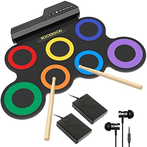 ROCKSOCKI Electric Drum Set, 7-Pad Kids Electronic Drum Set with Headphone Included, Roll-up Drum... | Amazon (US)