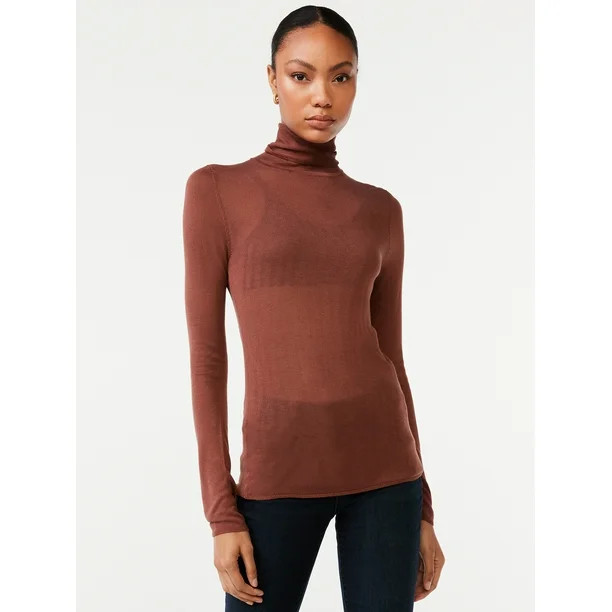 Scoop Women's Turtleneck and Bralette Set, 2-Piece | Walmart (US)