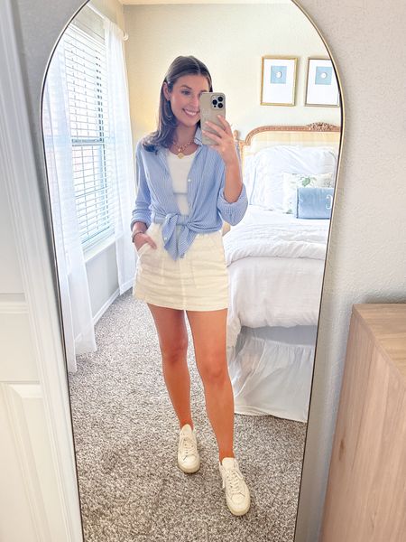 Casual ootd! Wearing a small in tank and 4 in skort! Button down is old from my husband :)

OOTD // summer outfit 

#LTKstyletip