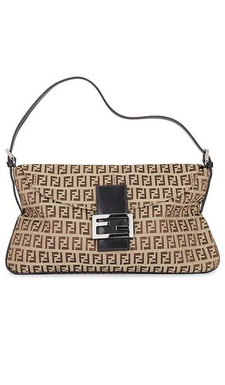Fendi Zucca Baguette Shoulder Bag in Brown | Revolve Clothing (Global)