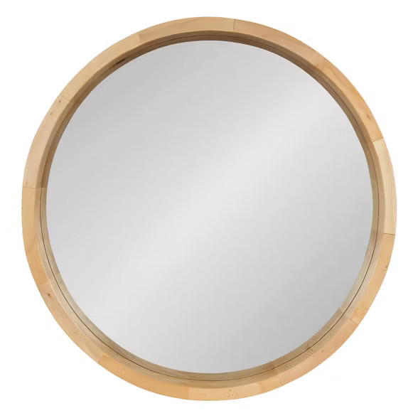 22" x 22" Hutton Round Wood Wall Mirror Natural - Kate and Laurel | Target