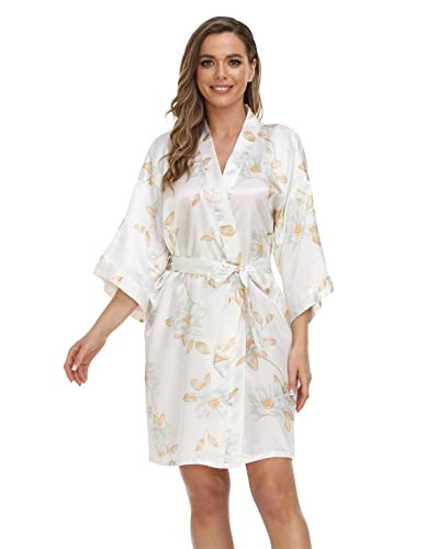 Women's Floral Silk Robes Floral Satin Robes Bridesmaid Robes Bridal Party Robes Summer Robes | Amazon (US)